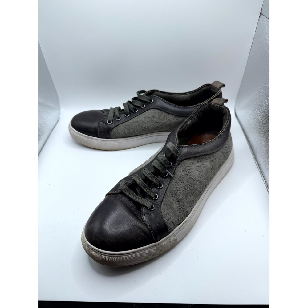 Robert Graham Artfibers Mens 10 Sneaker Black Leather‎ Embossed Floral Shoes